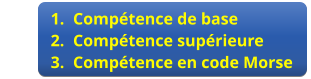 	1.	Compétence de base 	2.	Compétence supérieure           	3.	Compétence en code Morse